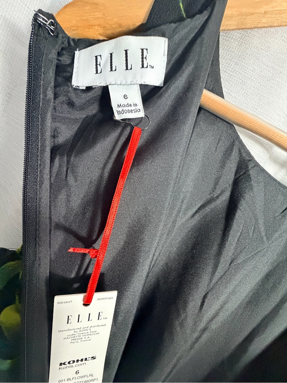 Elle Black Floral Tie-Waist Midi Dress with Pink & Green Print - Picture 9 of 12